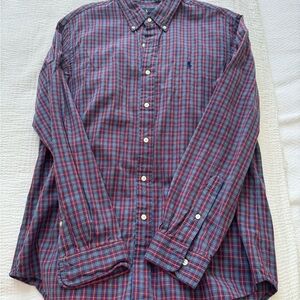 Ralph Lauren Red and Blue Casual Button Down Shirt